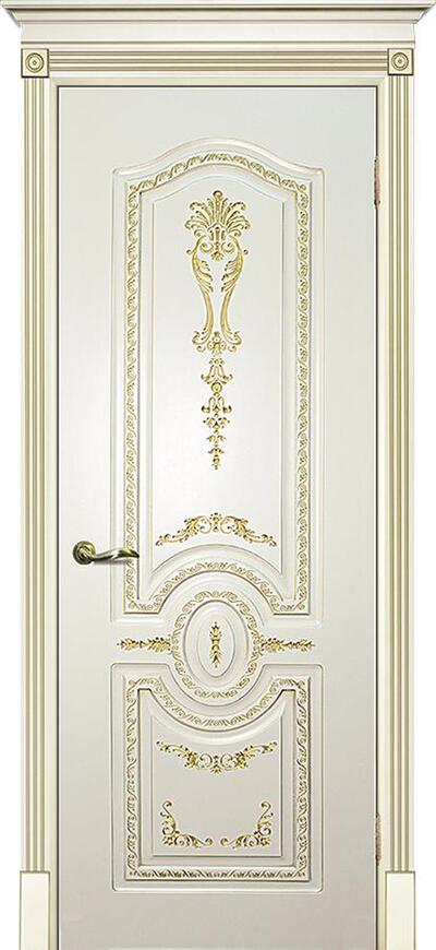 Межкомнатная дверь окрашенная Смальта 11 ПГ Ral 1013 патина золото