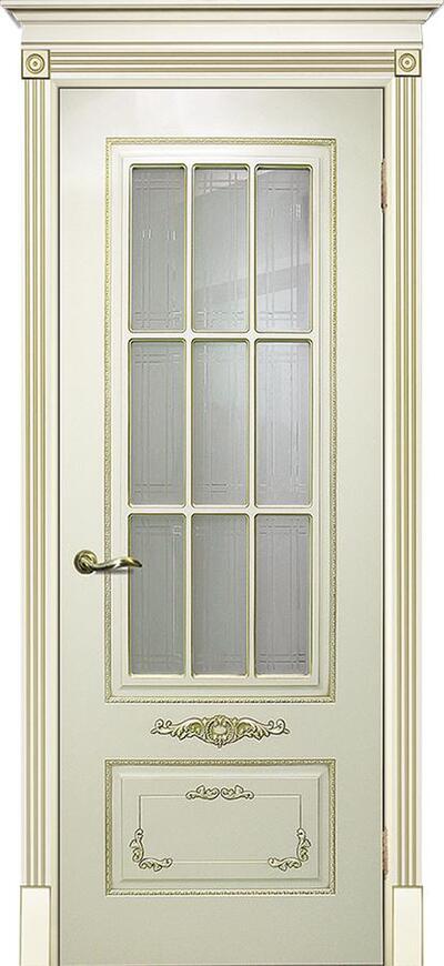 Межкомнатная дверь окрашенная Смальта 09 ПО Ral 1013 патина золото