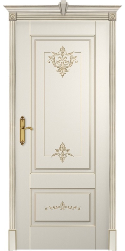 Межкомнатная дверь окрашенная Кавани ПГ слоновая кость пат. шампань