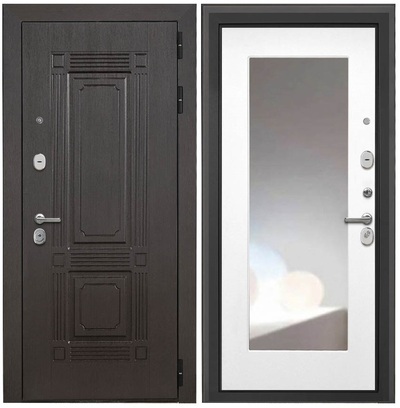 Входная дверь Италия ФЛЗ-М белая матовая с зеркалом