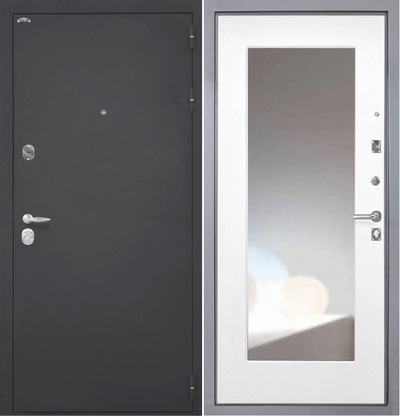 Входная дверь Колизей зеркало ФЛЗ-М белая матовая
