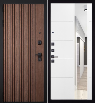  Входная дверь Шторм 083 Белый софт зеркало