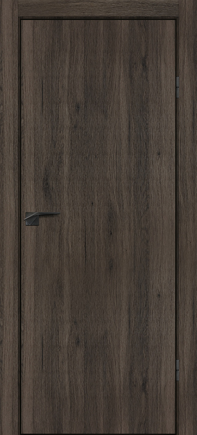 Межкомнатная дверь ПЭТ P-1 Дуб темный/черная кромка