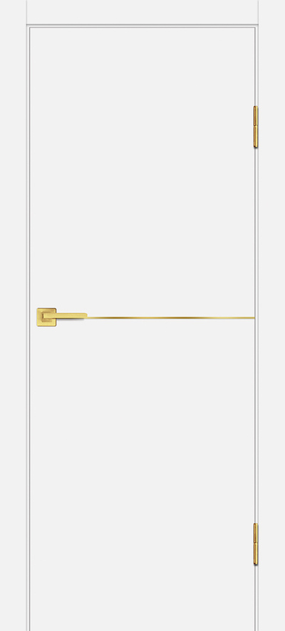   Межкомнатная дверь с эко шпоном P-19 AL золотой молдинг Белый