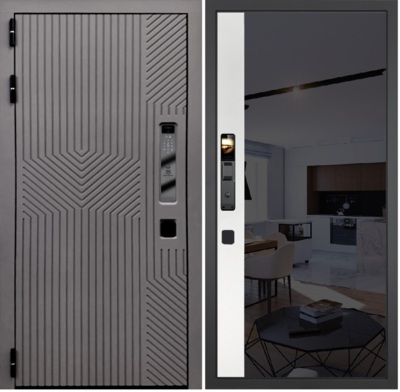  Входная дверь Смарт Нанорельеф 091 Зеркало макси бок тонированное черное