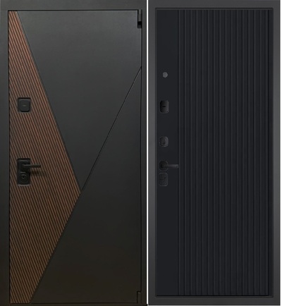  Входная дверь Геометрия 088 Черный кварц с фрезеровкой