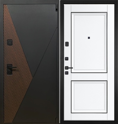  Входная дверь Геометрия 070  молдингом белый матовый