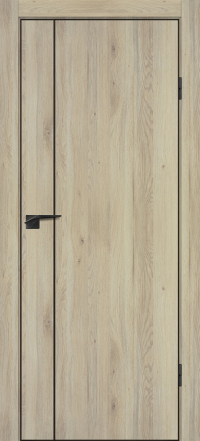 Межкомнатная дверь ПЭТ P-21 ABS Дуб молочный/черная кромка